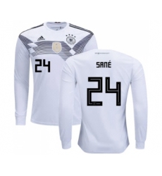 Germany #24 Sane White Home Long Sleeves Soccer Country Jersey