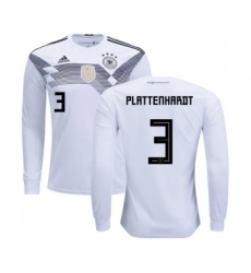 Germany #3 Plattenhardt White Home Long Sleeves Soccer Country Jersey