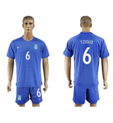 Greece #6 Tziolis Away Soccer Country Jersey
