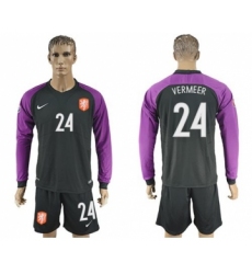 Holland #24 Vermeer Black Goalkeeper Long Sleeves Soccer Country Jersey