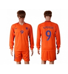 Holland #9 V.persie Home Long Sleeves Soccer Country Jersey
