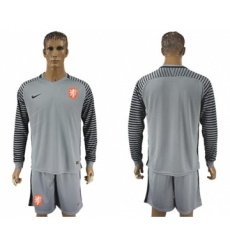 Holland Blank Grey Goalkeeper Long Sleeves Soccer Country Jersey