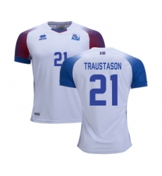 Iceland #21 TRAUSTASON Away Soccer Country Jersey
