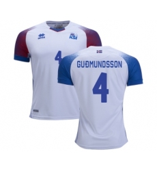 Iceland #4 GUDMUNDSSON Away Soccer Country Jersey