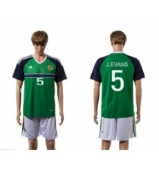 Northern Ireland #5 J.Evans Green Home Soccer Country Jersey
