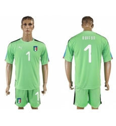 Italy #1 Buffon Green Goalkeeper Soccer Country Jersey