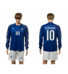 Italy #10 R.Baggio Blue Home Long Sleeves Soccer Country Jersey