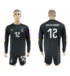Italy #12 Donna Rumma Black Long Sleeves Goalkeeper Soccer Country Jersey