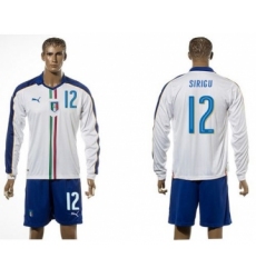 Italy #12 Sirigu White Away Long Sleeves Soccer Country Jersey