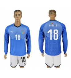 Italy #18 Parolo Blue Home Long Sleeves Soccer Country Jersey