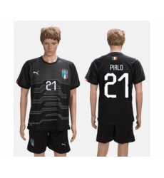 Italy #21 Pirlo Black Goalkeeper Soccer Country Jersey