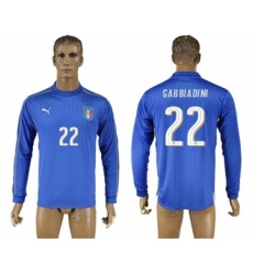 Italy #22 Gabbiadini Blue Home Long Sleeves Soccer Country Jersey