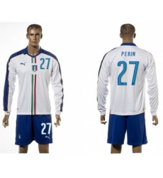Italy #30 Ranocchia White Away Long Sleeves Soccer Country Jersey