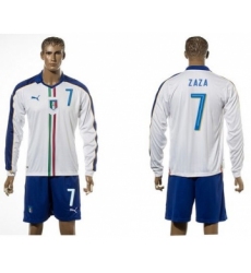 Italy #7 Zaza White Away Long Sleeves Soccer Country Jersey