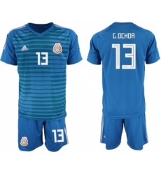 Mexico #13 G.Ochoa Blue Goalkeeper Soccer Country Jersey