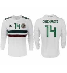 Mexico #14 Chicharito Away Long Sleeves Soccer Country Jersey