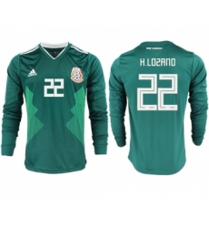 Mexico #22 H.Lozano Home Long Sleeves Soccer Country Jersey