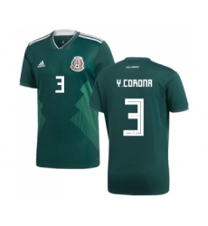 Mexico #3 Y.Corona Green Home Soccer Country Jersey