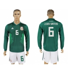 Mexico #6 J.Dos Santos Home Long Sleeves Soccer Country Jersey