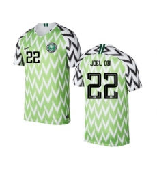 Nigeria #22 JOEL OBI Home Soccer Country Jersey