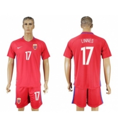 Norway #17 Linnes Home Soccer Country Jersey