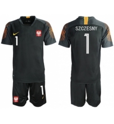 Poland #1 Szczesny Black Goalkeeper Soccer Country Jersey