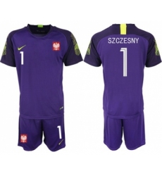 Poland #1 Szczesny Purple Goalkeeper Soccer Country Jersey