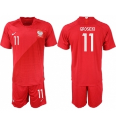 Poland #11 Grosicki Away Soccer Country Jersey