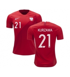Poland #21 KURZAWA Away Soccer Country Jersey