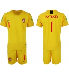 Portugal #1 Patricio Yellow Goalkeeper Soccer Country Jersey