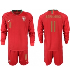 Portugal #11 Bernardo Home Long Sleeves Soccer Country Jersey