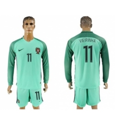 Portugal #11 Vieirinha Away Long Sleeves Soccer Country Jersey