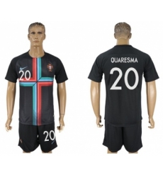 Portugal #20 Quaresma Black Training Soccer Country Jersey