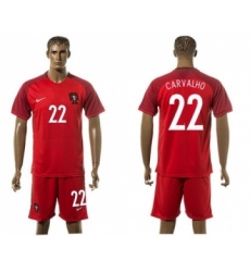 Portugal #22 Carvalho Home Soccer Country Jersey