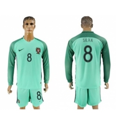 Portugal #8 Silva Away Long Sleeves Soccer Country Jersey