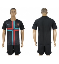 Portugal Blank Black Training Soccer Country Jersey