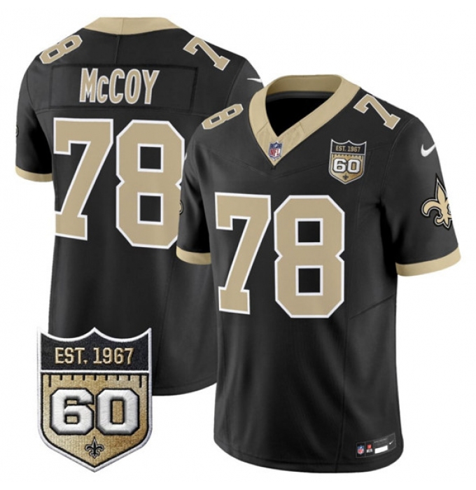 Men's New Orleans Saints #78 Erik McCoy Black 2026 F.U.S.E 60th Anniversary Vapor Limited Football Stitched Jersey