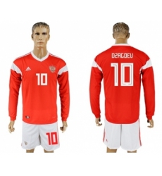 Russia #10 Dzagoev Red Home Long Sleeves Soccer Country Jersey