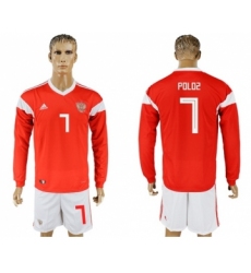 Russia #7 Poloz Red Home Long Sleeves Soccer Country Jersey