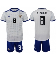 Russia #8 Glushakov Away Soccer Country Jersey