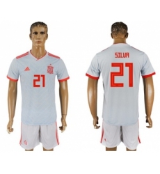 Spain #21 Silva Away Soccer Country Jersey