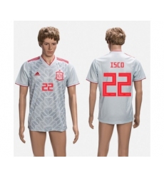 Spain #22 Isco Grey Training Soccer Country Jersey