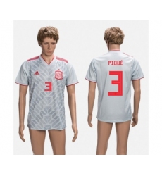 Spain #3 Pique Grey Training Soccer Country Jersey