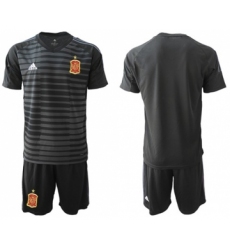 Spain Blank Black Goalkeeper Soccer Country Jersey