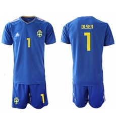 Sweden #1 Olsen Away Soccer Country Jersey