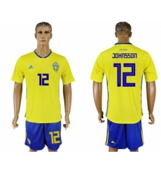 Sweden #12 Johnsson Home Soccer Country Jersey