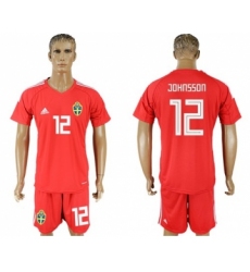 Sweden #12 Johnsson Red Goalkeeper Soccer Country Jersey