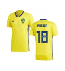 Sweden #18 Jansson Home Soccer Country Jersey