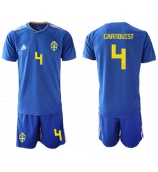 Sweden #4 Granqvist Away Soccer Country Jersey