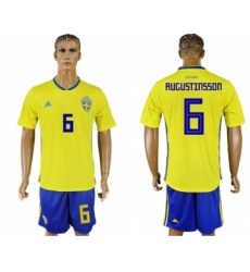 Sweden #6 Augustinsson Home Soccer Country Jersey